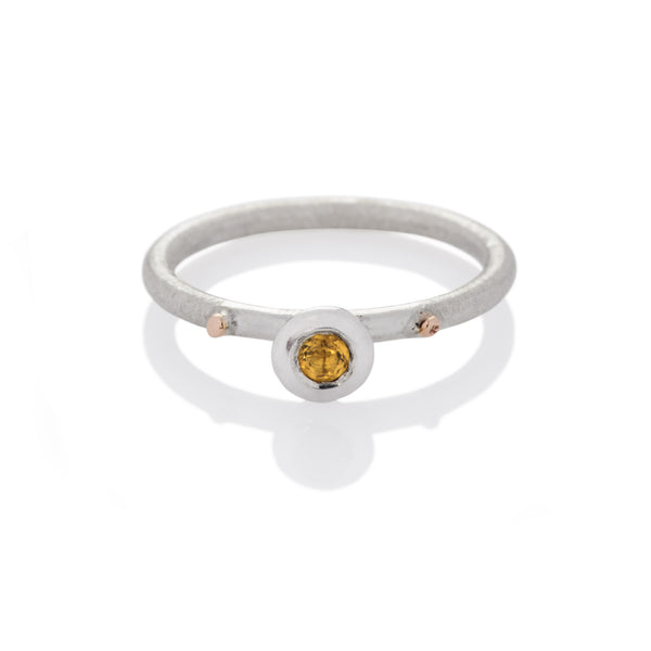 DD Workshop | Brushed silver and gold ring Bud with Citrine stone - Kristina Goes West