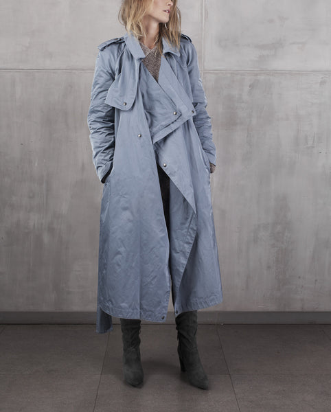 KristarDesign - Steel blue transeasonal trench coat Anna French - Kristina Goes West - 1