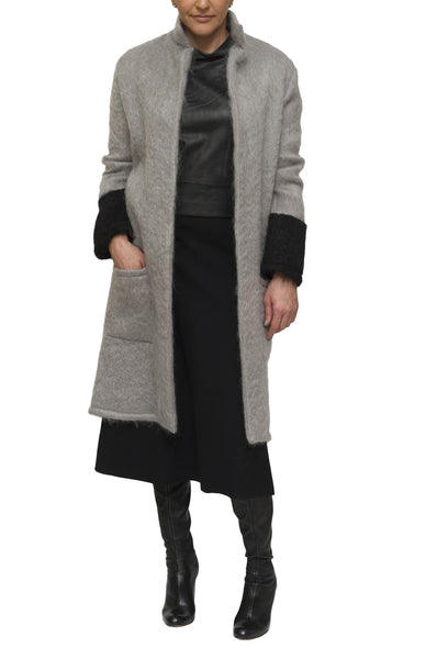 Grey and black mohair cardigan and coat | KRISTINAGOESWEST.COM - 1