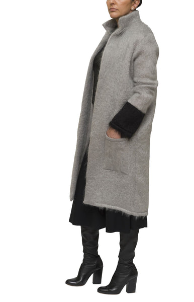 Grey and black mohair cardigan and coat | KRISTINAGOESWEST.COM - 2