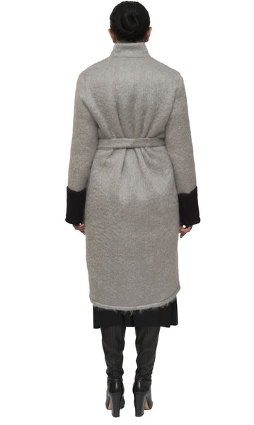 Grey and black mohair cardigan and coat | KRISTINAGOESWEST.COM - 4