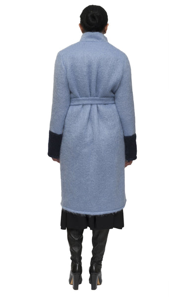 Light blue and indigo mohair cardigan and coat | KRISTINAGOESWEST.COM - 4
