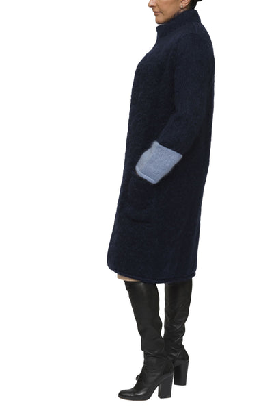 Indigo and light blue mohair cardigan and coat | KRISTINAGOESWEST.COM - 2
