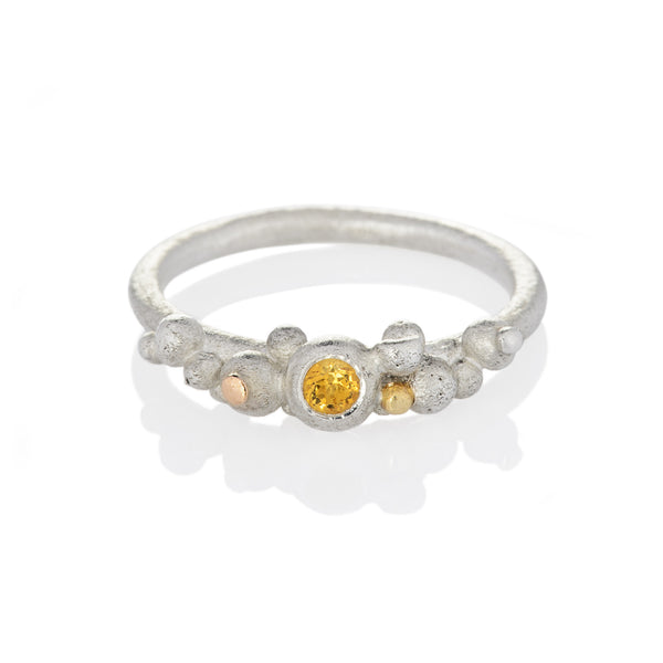 DD Workshop | Brushed silver and gold ring Bloom with Citrine stone - Kristina Goes West