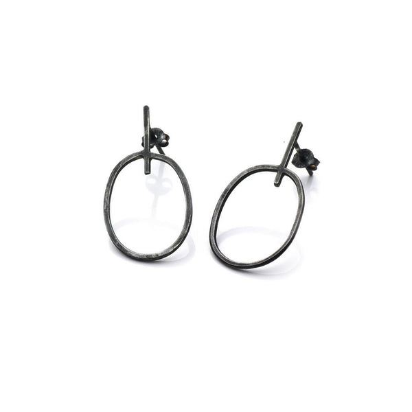 DD Workshop | Oval oxidised silver earrings Cherries - Kristina Goes West