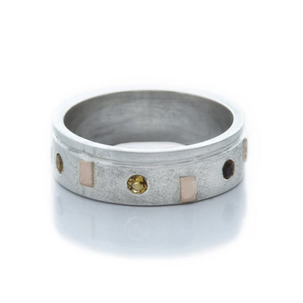 DD Workshop | Brushed silver and gold ring Precious with Citrine stones - Kristina Goes West