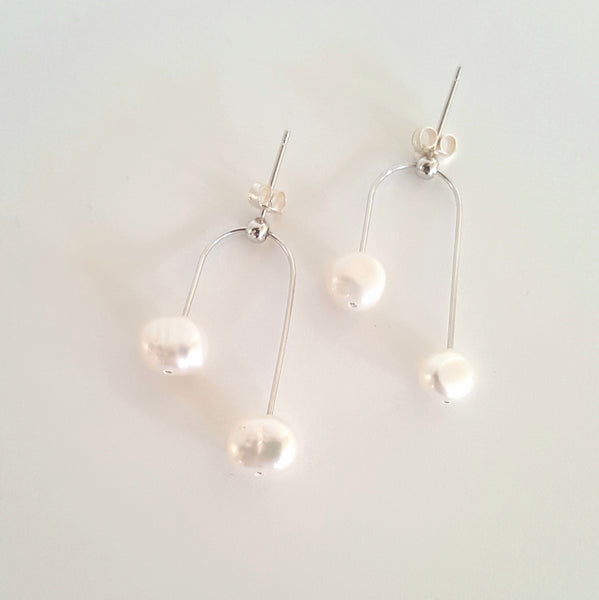 Designer 925 silver and freshwater pearl earrings by KGW Studio KRISTINAGOESWEST.COM-1