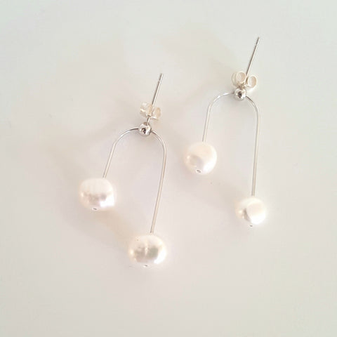 Designer 925 silver and freshwater pearl earrings by KGW Studio KRISTINAGOESWEST.COM-1