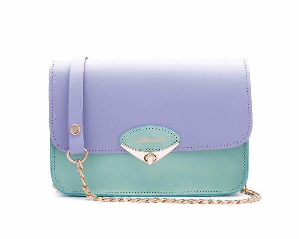 Mini lilac and mint chain clutch by Alexa Jay | KRISTINAGOESWEST.COM - 1