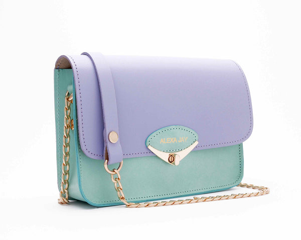 Mini lilac and mint chain clutch by Alexa Jay | KRISTINAGOESWEST.COM - 2