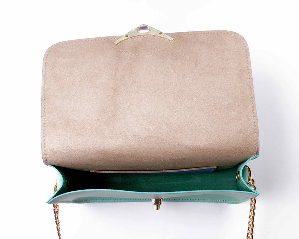Mini lilac and mint chain clutch by Alexa Jay | KRISTINAGOESWEST.COM - 4