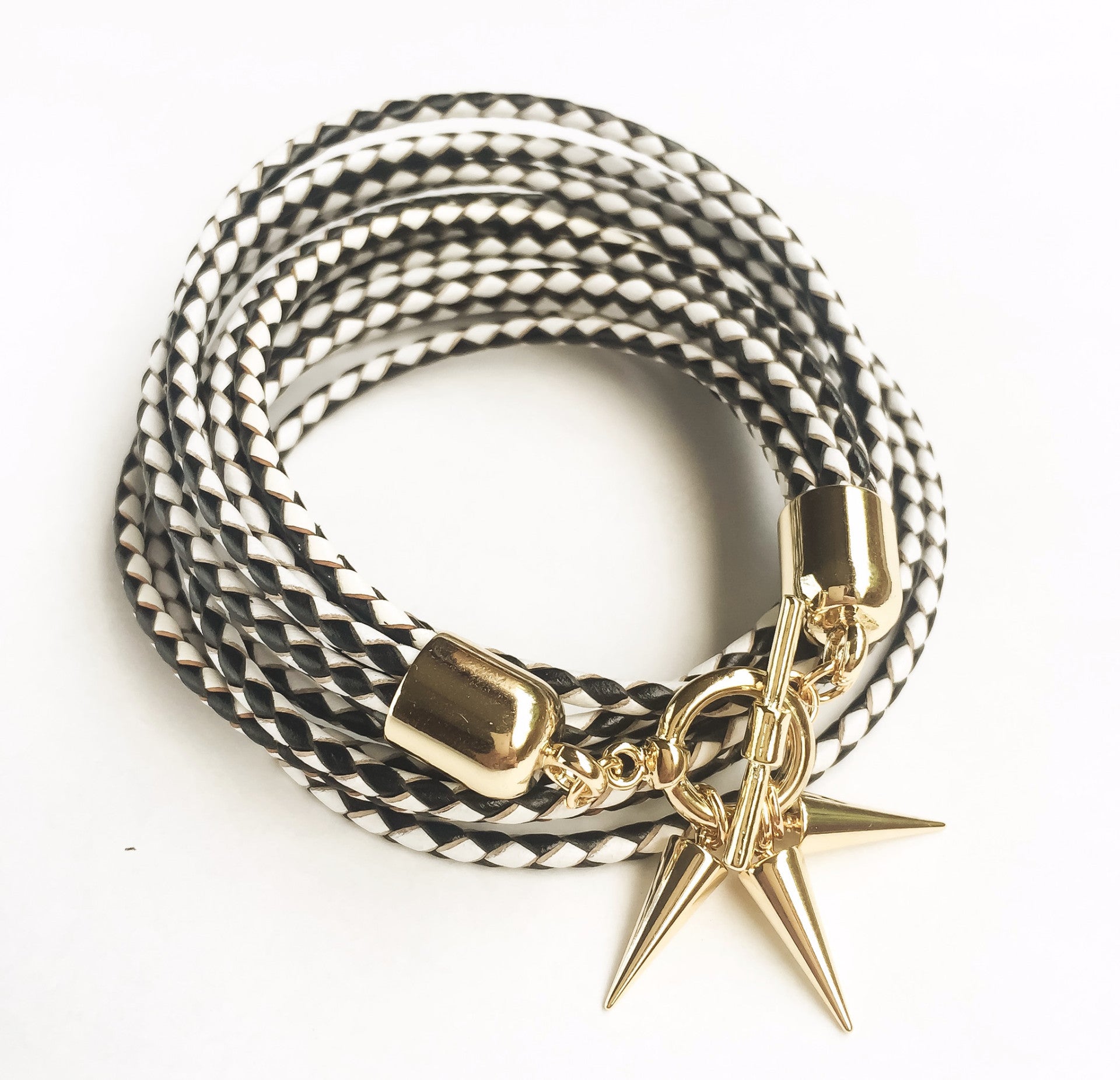 Two-in-one bronze leather choker-double bracelet – KRISTINA