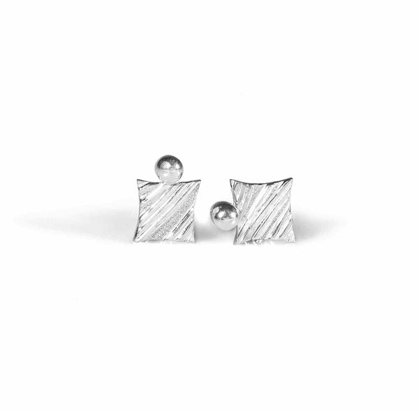 KGW by S.B. | Stripey silver earrings with a drop - Kristina Goes West  - 1