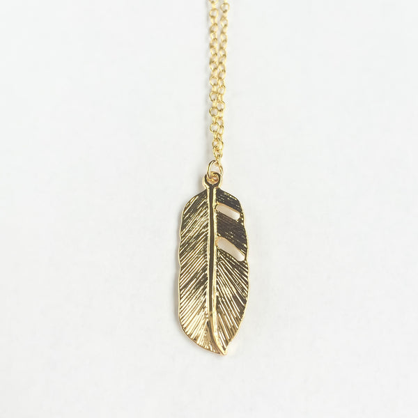 14k gold plated silver necklace Feather | KRISTINAGOESWEST.COM  - 3