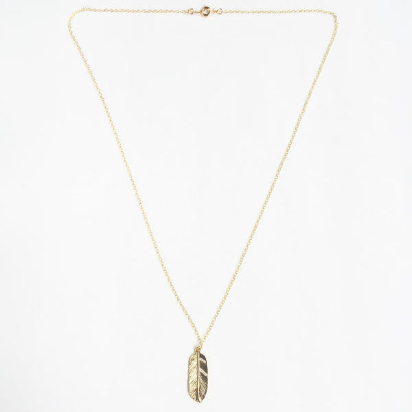 14k gold plated silver necklace Feather | KRISTINAGOESWEST.COM  - 2