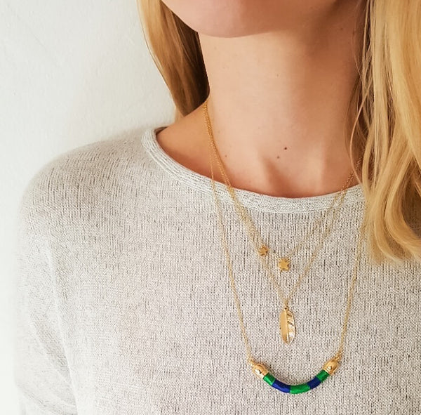 14k gold plated silver necklace Feather | KRISTINAGOESWEST.COM  - 4