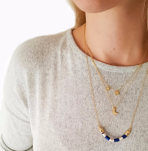 14k gold plated silver necklace Moon | KRISTINAGOESWEST.COM  - 4