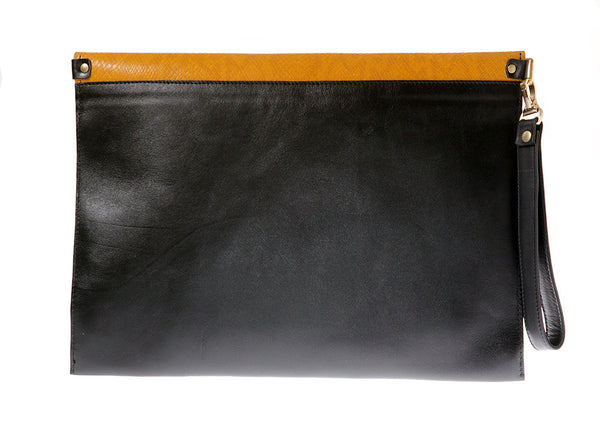 Black and yellow leather envelope clutch | KRISTINAGOESWEST.COM  - 3