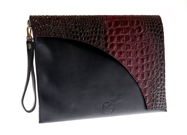 Black and red leather envelope clutch | KRISTINAGOESWEST.COM - 1