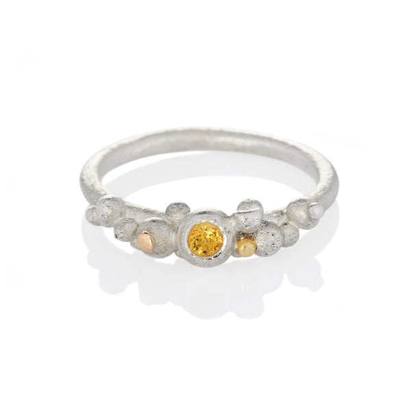 DD Workshop | Brushed silver and gold ring Bloom with Citrine stone - Kristina Goes West 