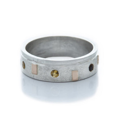 DD Workshop | Brushed silver and gold ring Precious with Citrine stones - Kristina Goes West 